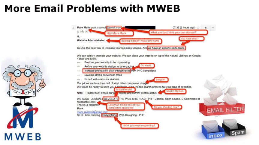 More email problems with MWEB