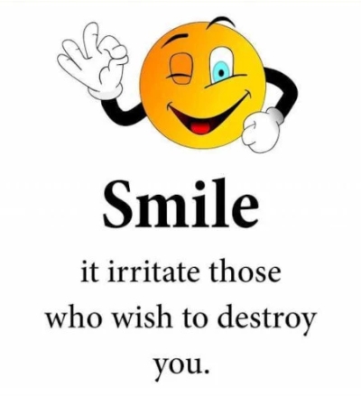 Smile it irritates those who wish to destroy you