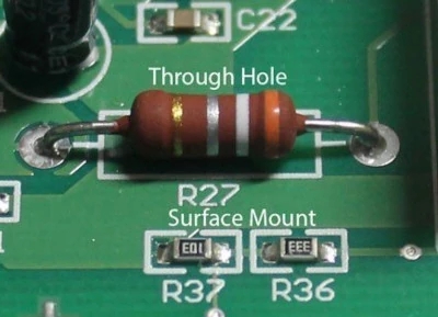 through hole resistor on a board along with SMD resistors